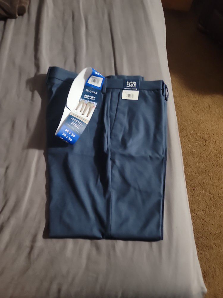 Men's HAGGAR 365 FLEX DRESS PANT SIZE 36 × 29 AND 36×29 STRAIGHT FIT $13 each Color BLUE