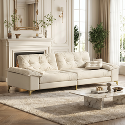 Newton 105" Modular Chenille Tufted 4-Seat Sofa with Wide Removable Armrests and Metal Legs