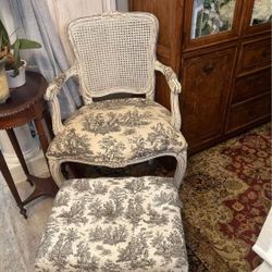 Newly Upholstered  Chair And Ottoman