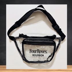 Four Roses Bourbon Fanny Pack Clear & Black Adjustable Strap Collectible Hip Bag