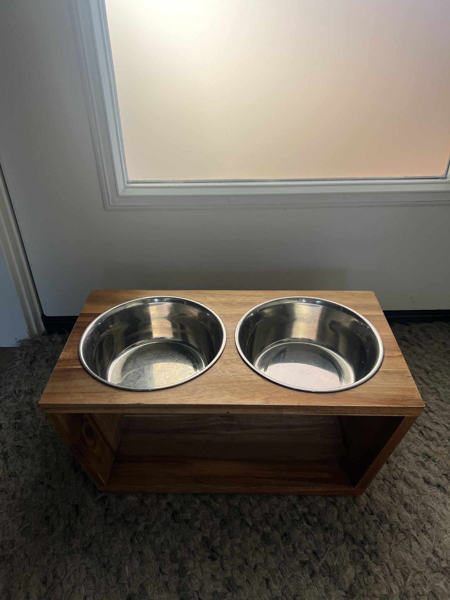 Acacia Wood Dog Bowl / Feeder