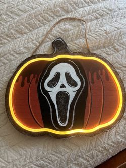 Hand made wood sign ghost face