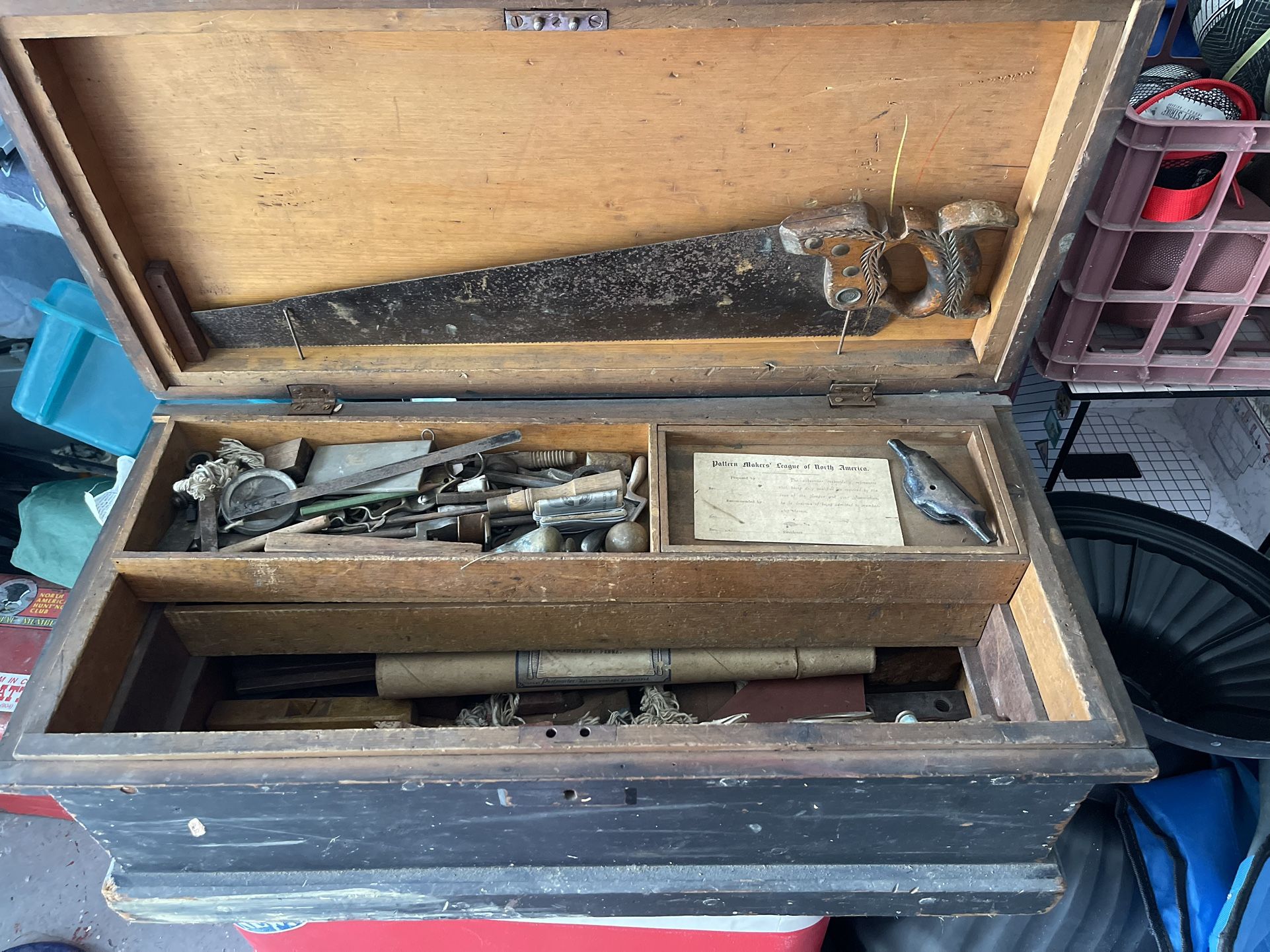 Antique Tool Chest And Tools