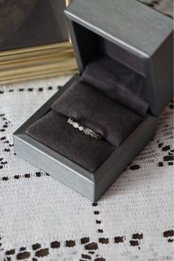 Silver Stackable Band Ring with Stone Accents