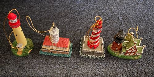 Vintage lefton Lighthouse Miniature Ornaments Set of 4