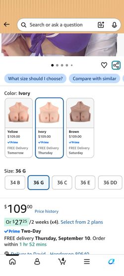 Silicone Breastplate / Breast Form – 36G (Ivory) – Brand New / Open Box
