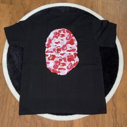 BAPE BLACK TEE RED&WHITE APE