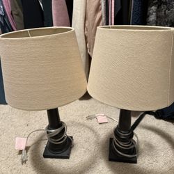 Pair Of Tan Nightstand Lamps 