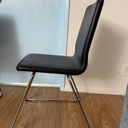 IKEA VOLFGANG Dining Chairs (Set of 4) Black Faux Leather Chrome Legs – Discontinued