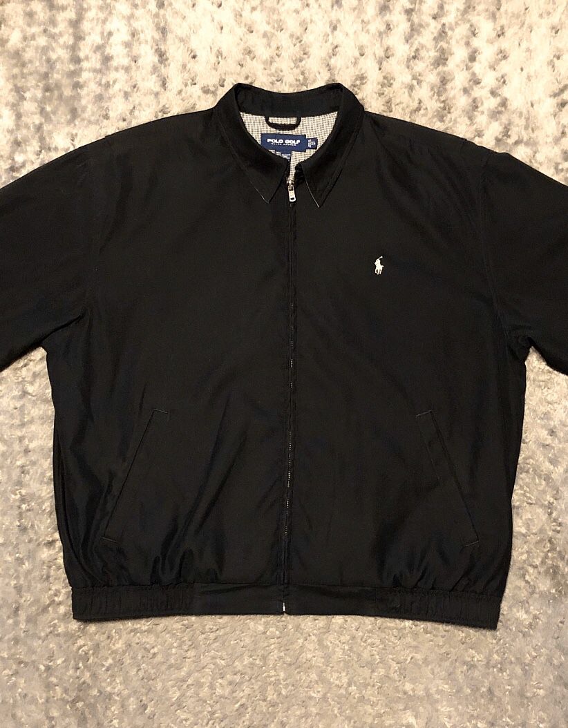 Men’s Polo Bi-Swing Windbreaker paid $155 Size XL Like New Condition no signs of wear. Black with cream polo logo. Great jacket