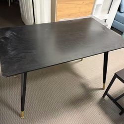 New 47" Dining Table for2-4Person, Black Wooden MDF Kitchen Dinner Table