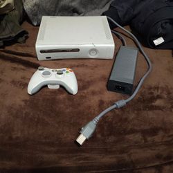 Xbox 360 Console, Controller, Part Of A Power Plug, And Harry Potter And The Order Of The Phoenix Game 