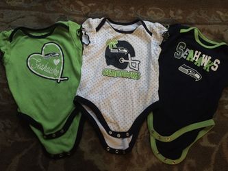 Brand new baby Seahawks onesies