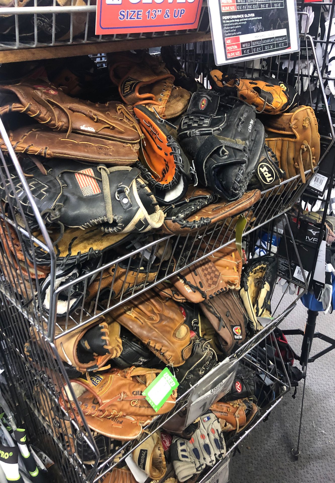 Used baseball gloves