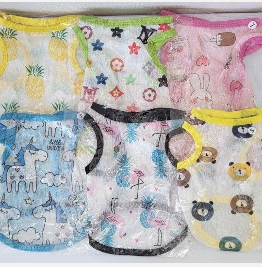 6 PCS DOG PUPPY CAT PET VEST CLOTHES APPAREL BUNDLE UNICORN BEAR BUNNY