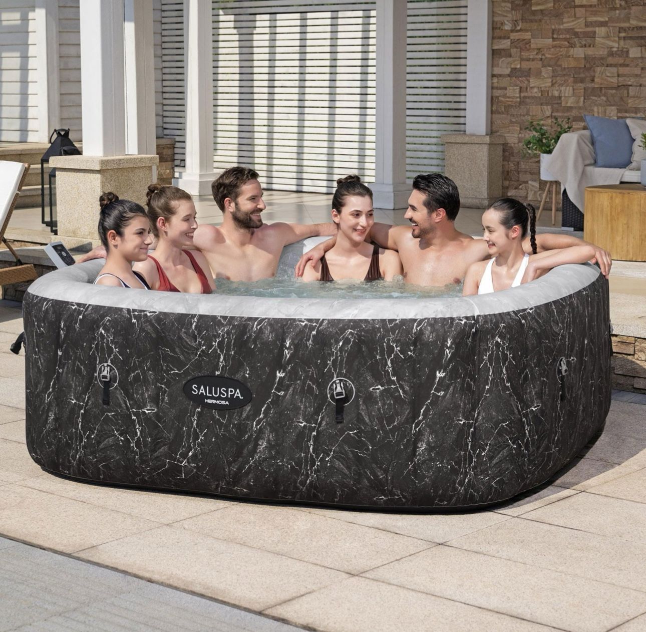 SaluSpa Hermosa Energy-Efficient Smart AirJet Inflatable Hot Tub with App Control 5-7 perso