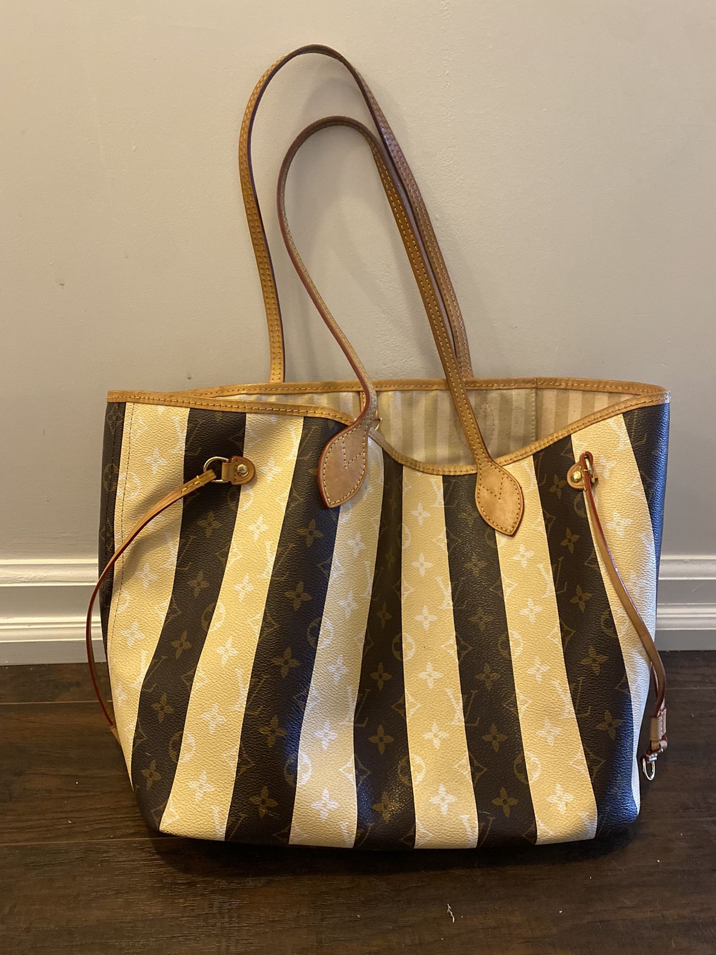 Louis Vuitton Limited Rare Stripe Monogram Rayures Neverfull MM Tote 4LV1019