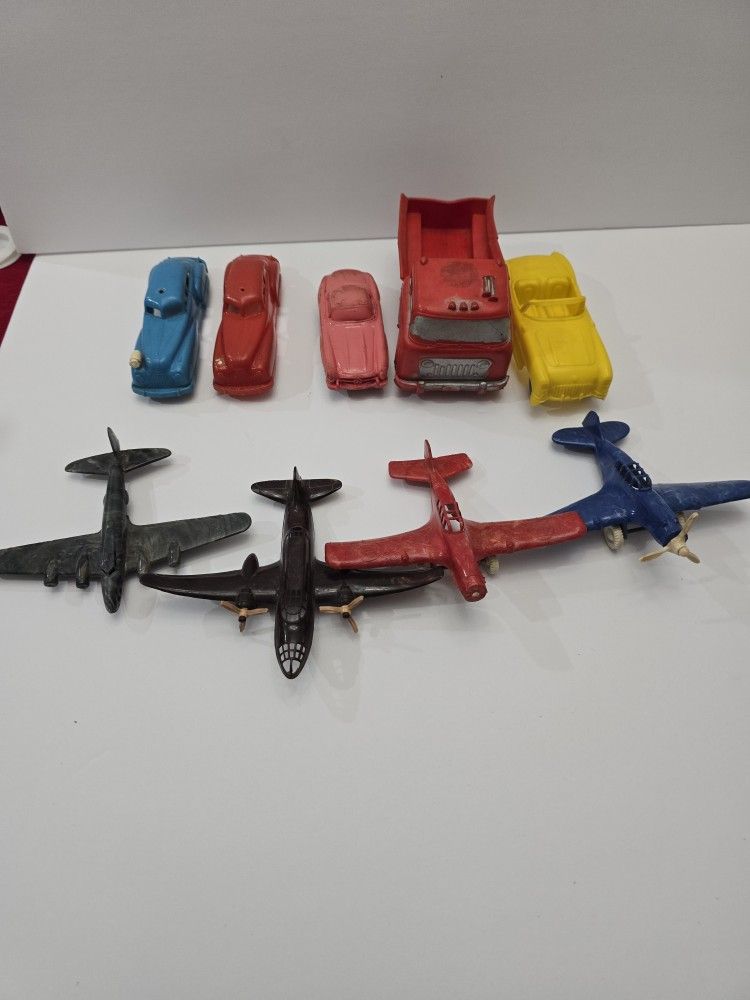 Vintage Lot Of Plastic And Rubber Vehicle Toys
