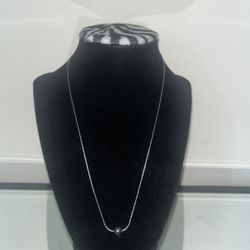 Custom Sterling Silver Necklace with Single Black Pearl