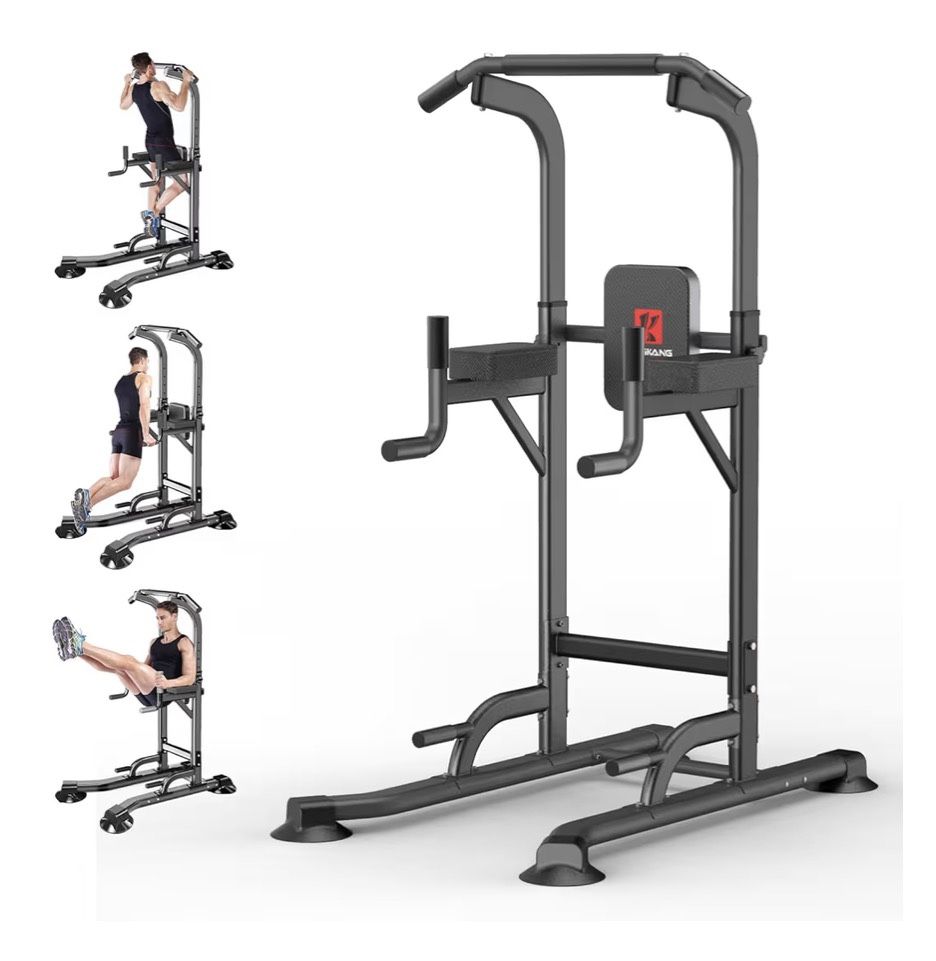 Power Tower Adjustable Height Pull Up & Dip Station Multi-Function Home Strength Training Fitness Workout Station for Home Gym