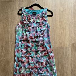 Women’s Multi-Color Sheath Dress with Ruffle Front