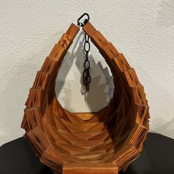 MCM Geometric Design Wood Block Hanging Plant Holder