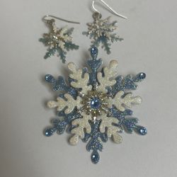Snowflake Brooch And Earrings