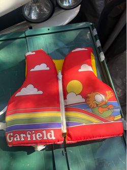 Vintage 1978 Garfield water skiing lifevest PFD child small 30 to 50 pounds ERO