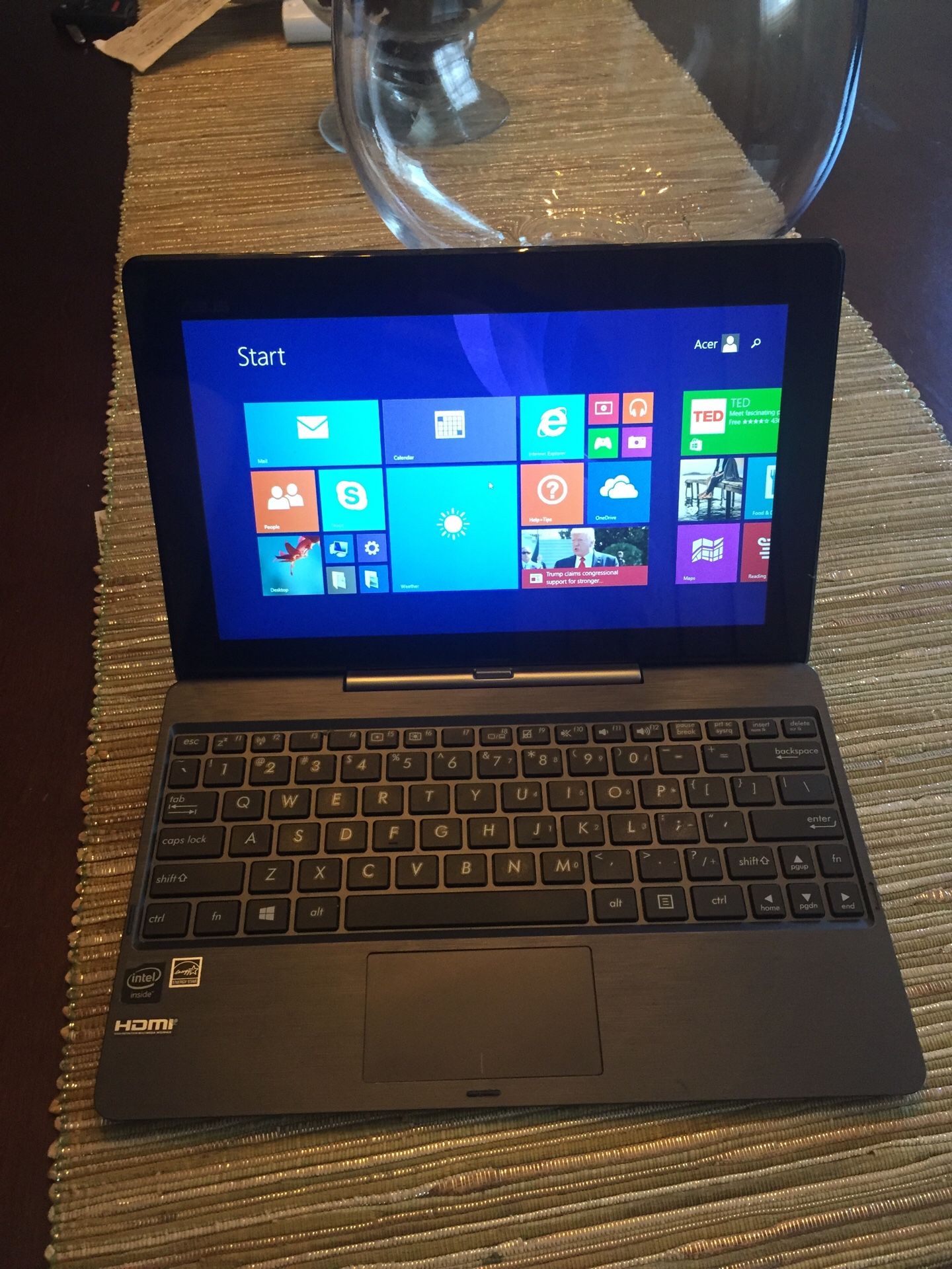 Asus tablet with keyboard as a mini laptop