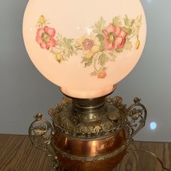 Vintage GWTW Bradley & Hubbard Lamp Light Fixture Hand Painted Shade 25”tall B&H