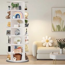 7 Tier Rotating Shoe Rack, 360° Revolving Free Standing Organizer Multifunctional Storage Bookshelf