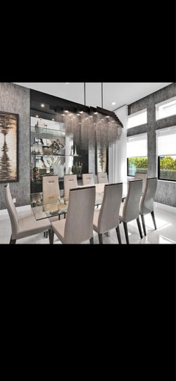 Glass Dining Table with 10 chairs