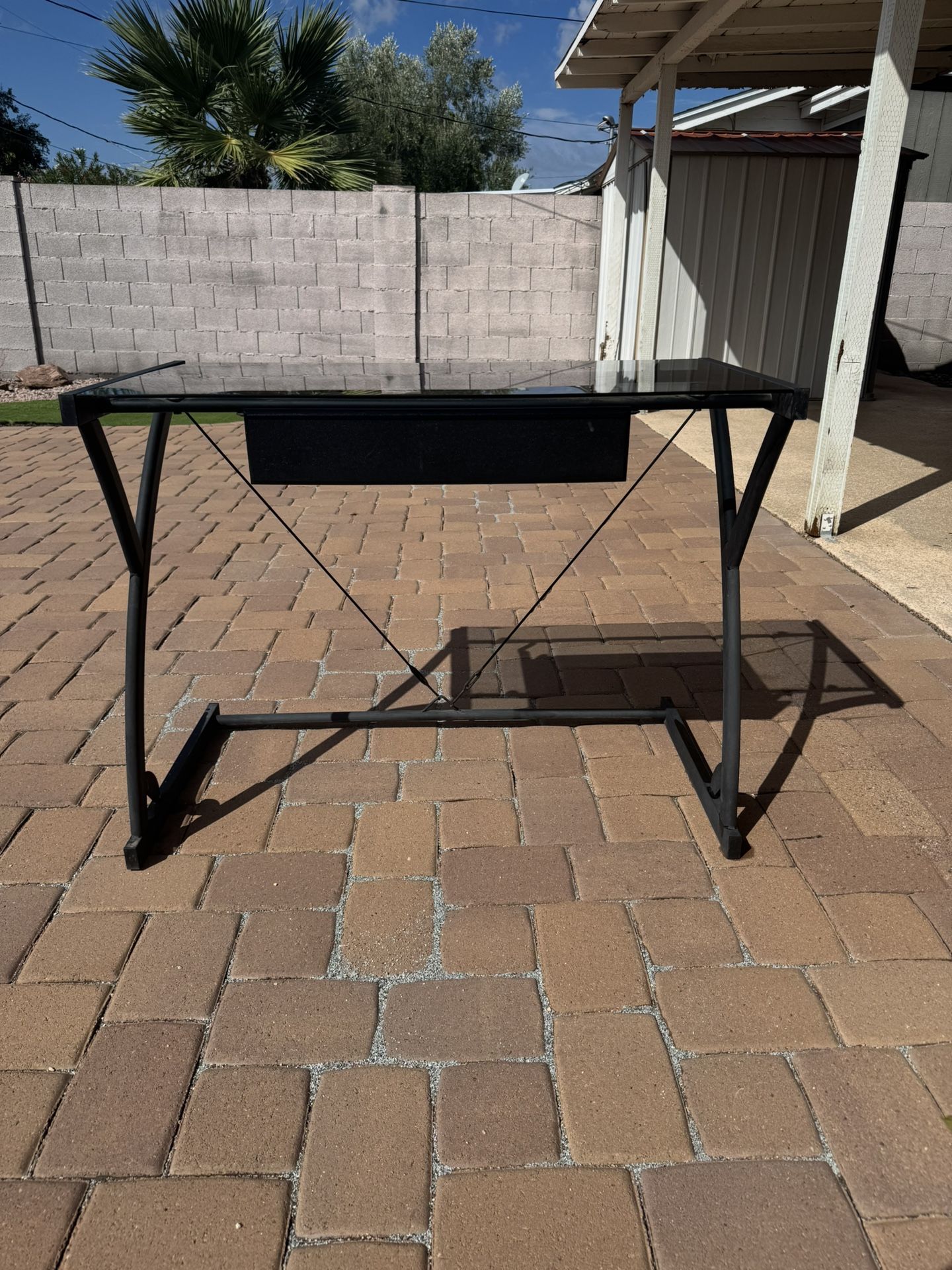 Glass top computer desk