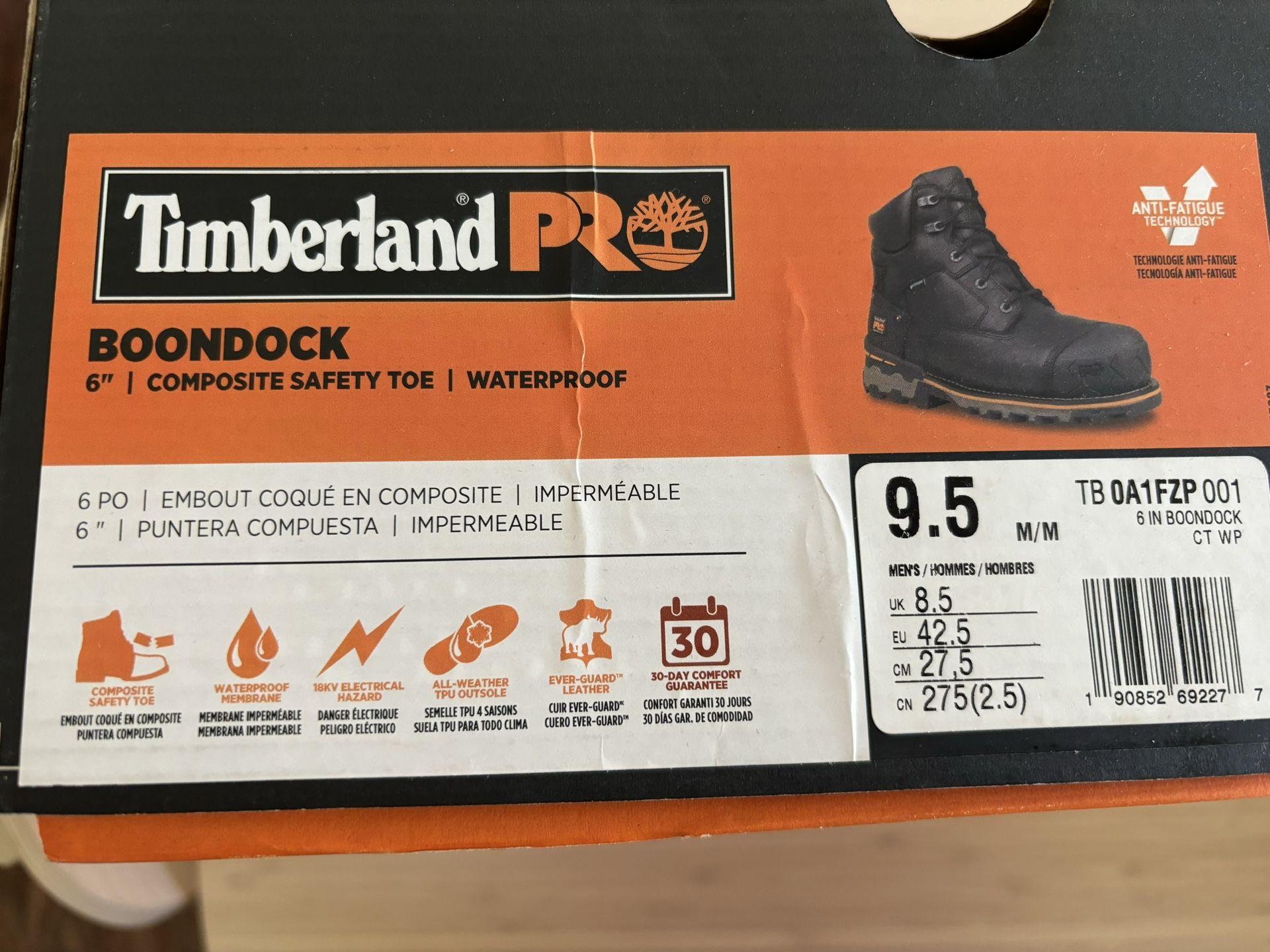 Timberland PRO Boondock Bota de trabajo industrial impermeable con punta de seguridad compuesta de 6 pulgadas, negro, 9.5