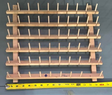 June Tailor Wall Mounted Wooden Thread Rack Spool Display Storage 59 pegs Just $5