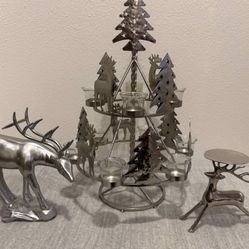 Metal Reindeer Christmast Holiday Home Decor -  Candle holders tier - Simi valley