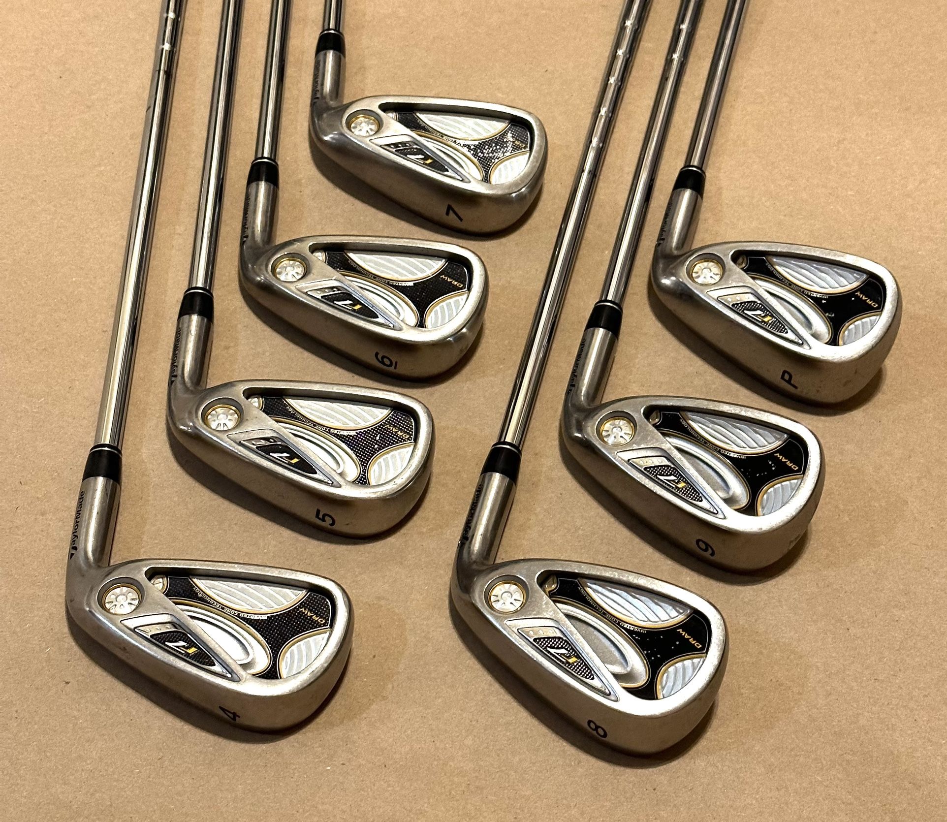TaylorMade R7 Draw Iron Set 4-PW Stiff Steel Shafts Used RH