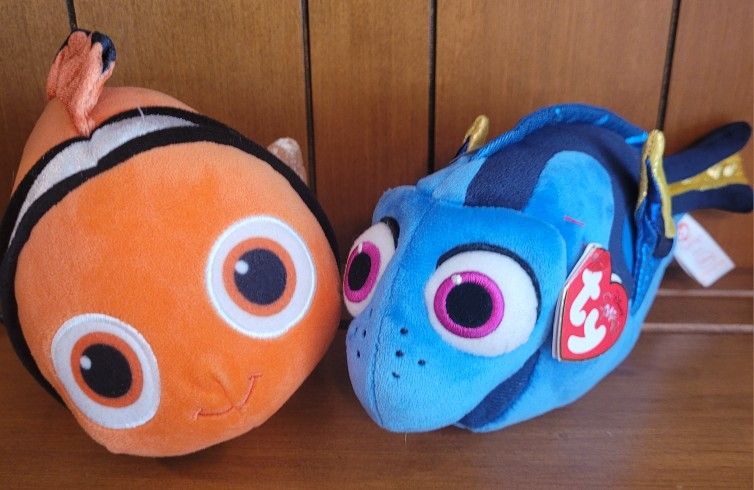 Disney Finding Nemo TY Sparkle & Bandai Nemo Plush Toys