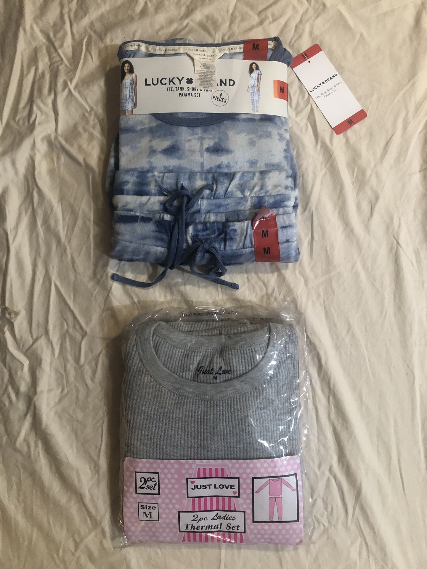 Girls 2 Piece Thermal and 4 Piece Pj Set - Medium Both New