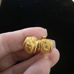 Genuine Real 21K Yellow Gold Hoop Earrings (A140)