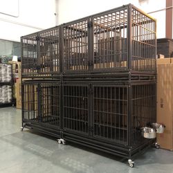 4- 42" Stacked Dog Kennel cage with Divider (Extra Height)👍🏻