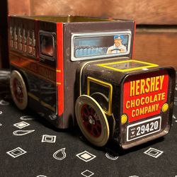 Vintage Lowrider Delivery Truck Chocolate Milk Hershey Tin Canister Dairy Whitewall Tires Can Collectable 