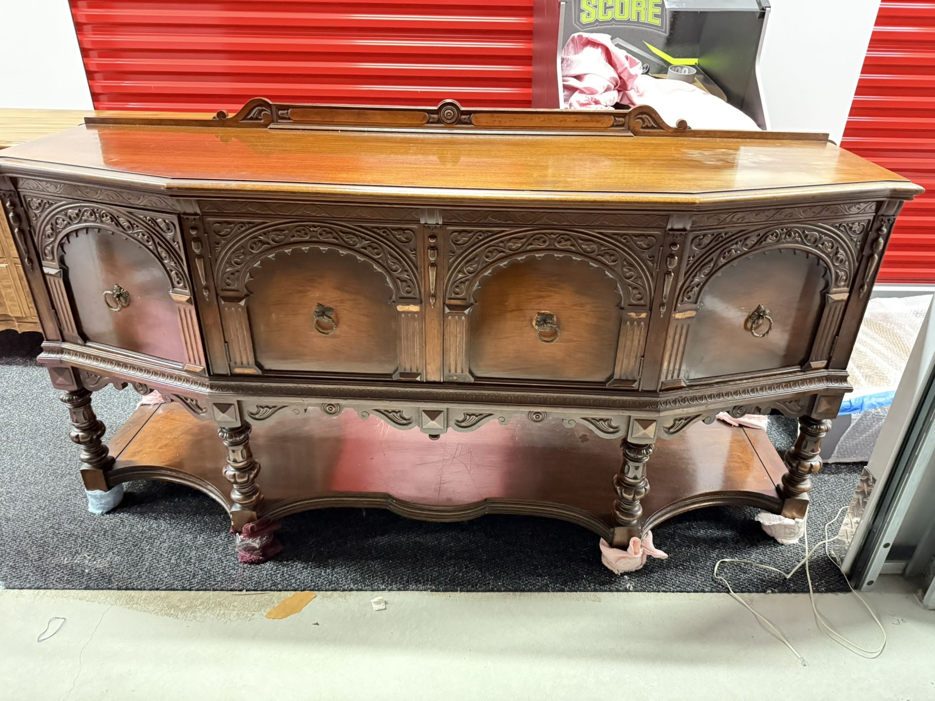 Antique Carved Wood Buffet Server