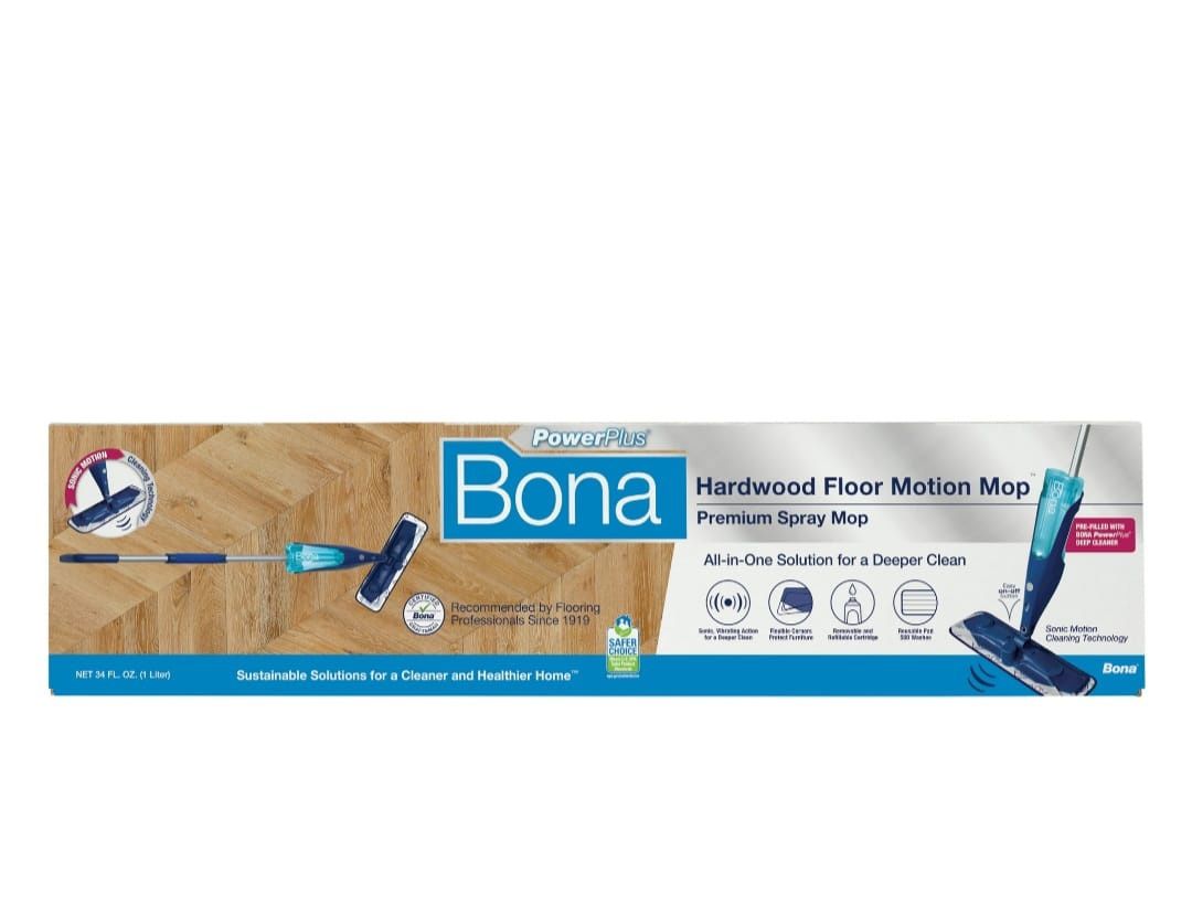 Bona PowerPlus Premium Motion Spray Mop, with Hardwood Deep Cleaner and Deep Clean Pad