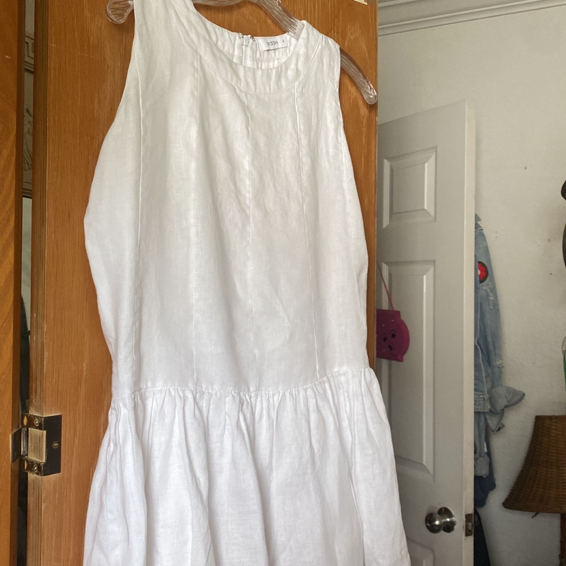 White Linen Mini Dress Made By DISSH - hulwithkids.com