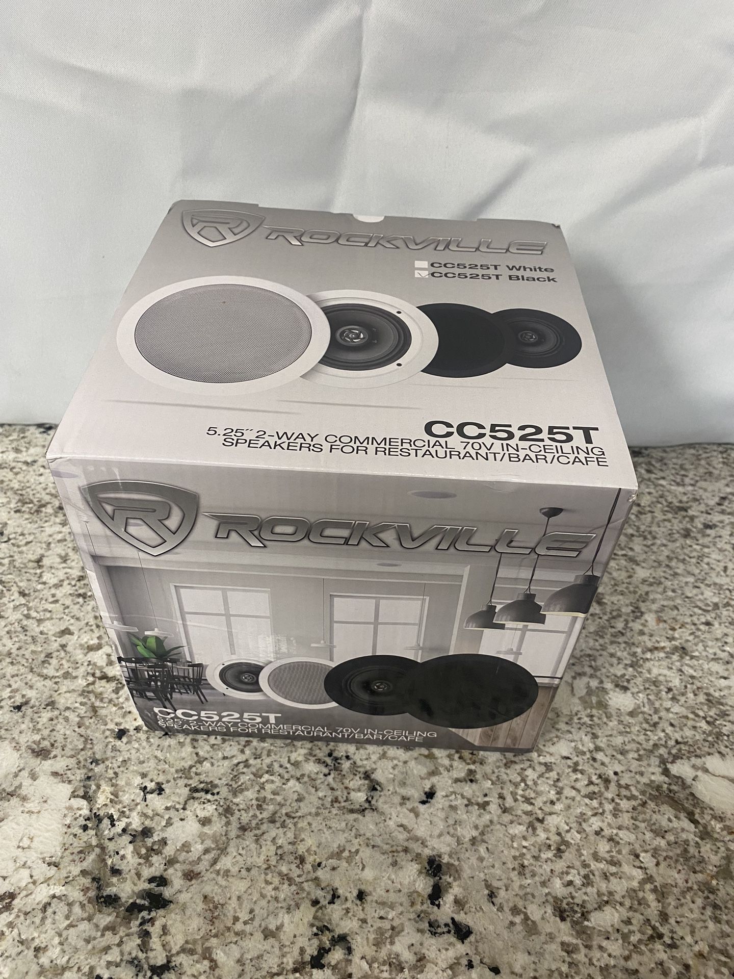 Rockville 2 CC525T Black 5.25" Commercial 70v Ceiling Speakers for Restaurant/Bar/Cafe
