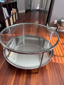 Round glass and mirror coffee table $50