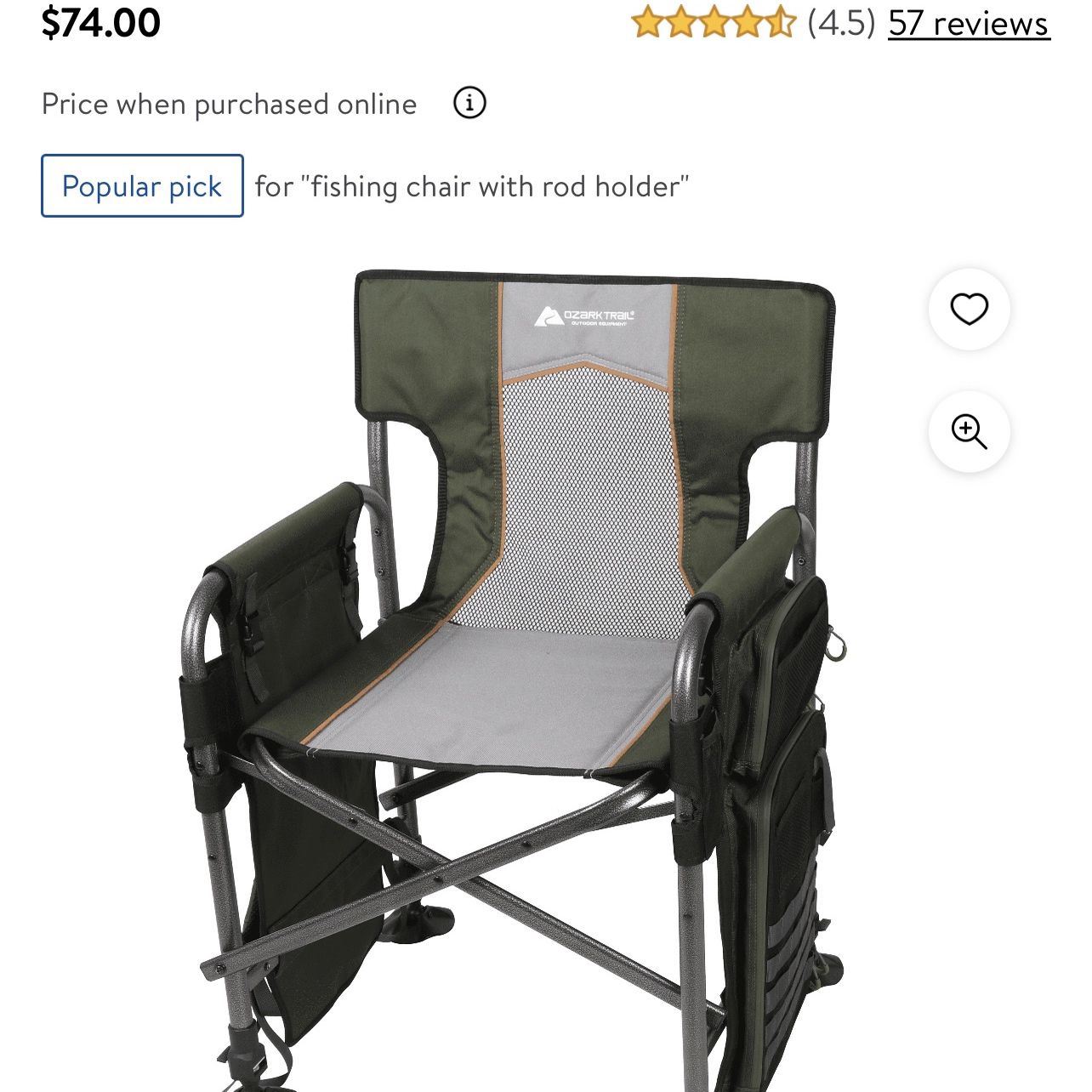 Ozark Trail Fishing Chair With Rod Holder ((firm Price) for Sale