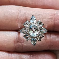 .925 Silver Aquamarine Gem Ring
