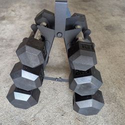 HolaHatha Hexagonal Dumbbell Free Hand Weight Set, 5, 8, & 10 Lbs, Black